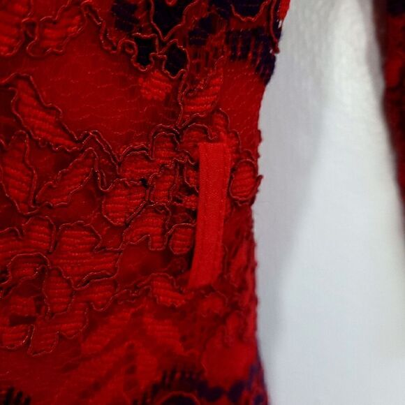 Vintage Navy & Red Lace 3/4 Sleeve Maxi Gown - Picture 9 of 12